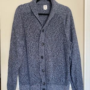 Gap knit cardigan sweater blue button up heavy thick v neck